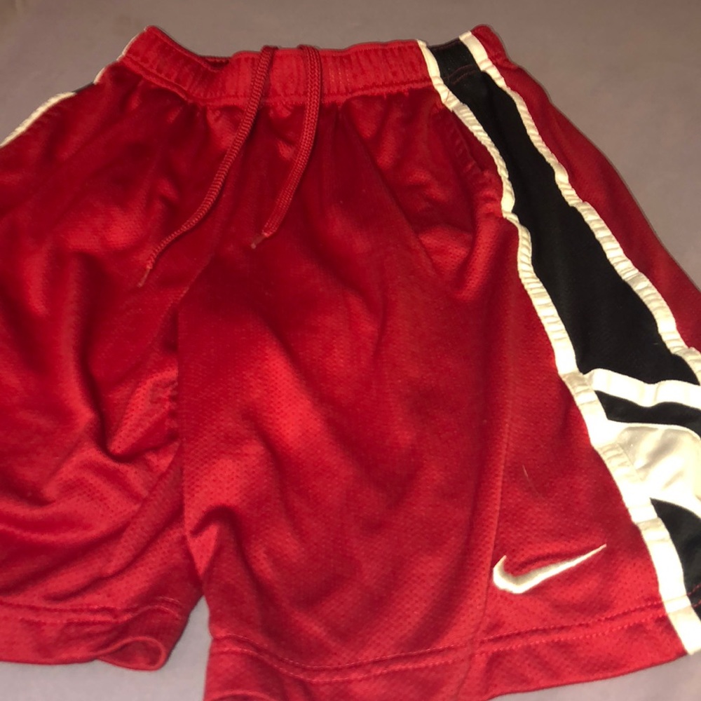 Nike red black and white shorts